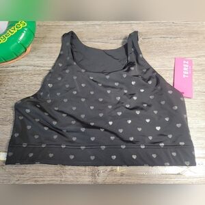 Terez NWT Black Heart Foil Uplift Sports‎ Bra Size XL
